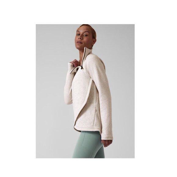 Athleta Cozy Karma Asym Pullover // Toasted Brown Heather Small - Picture 2 of 14